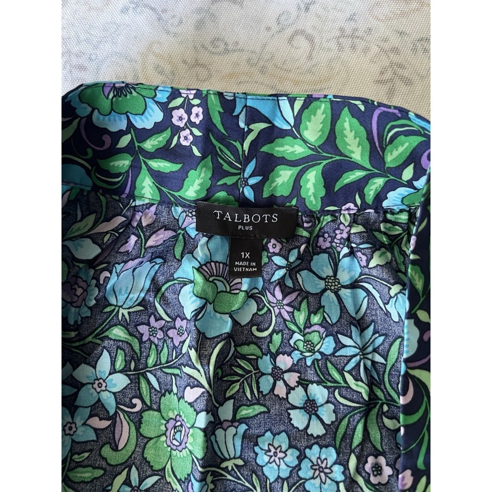 Talbots Women's Tie Neck Shell Spring Blouse Sleeveless Multicolor Floral Sz. 1X - Picture 8 of 9